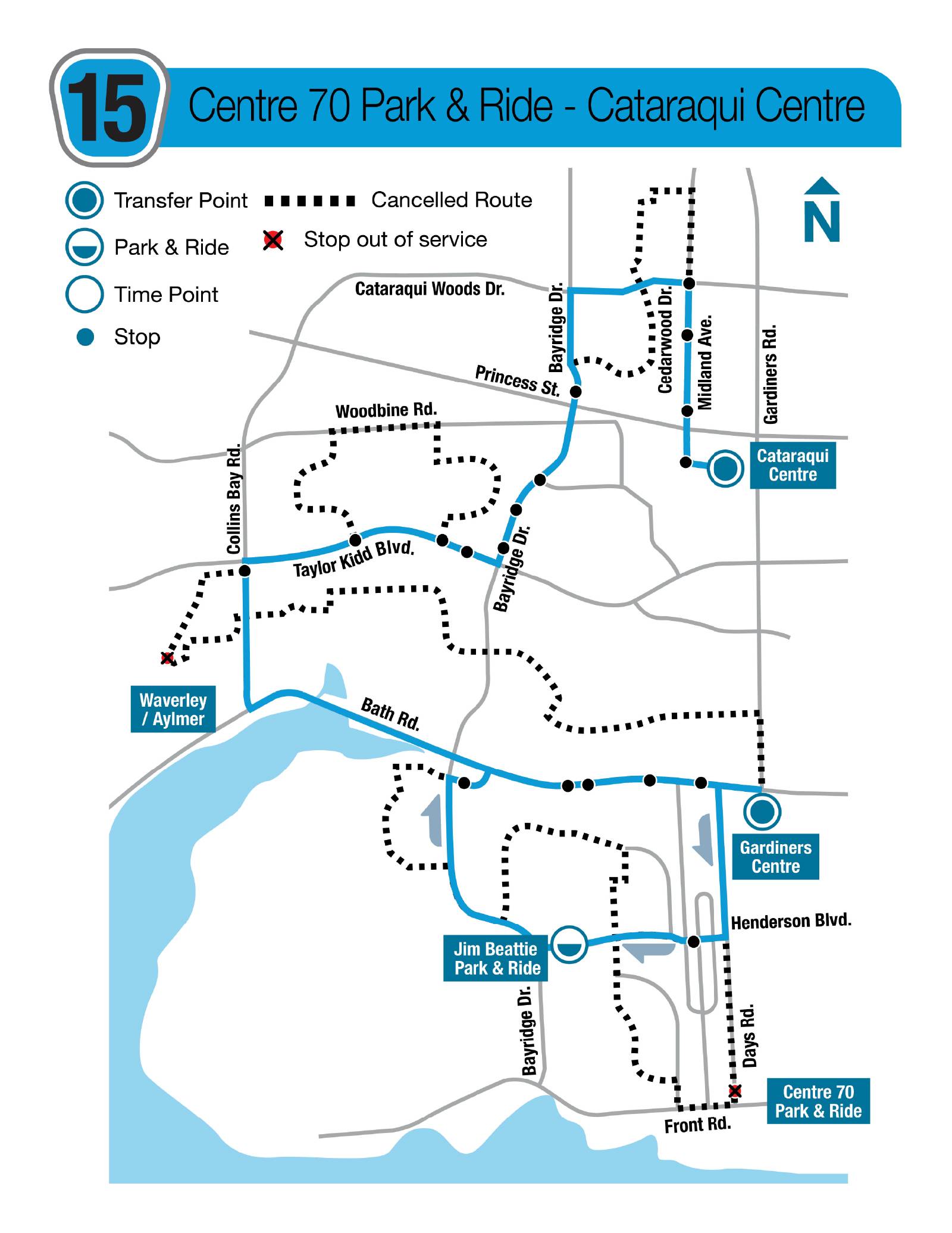 Snow map for Route 15