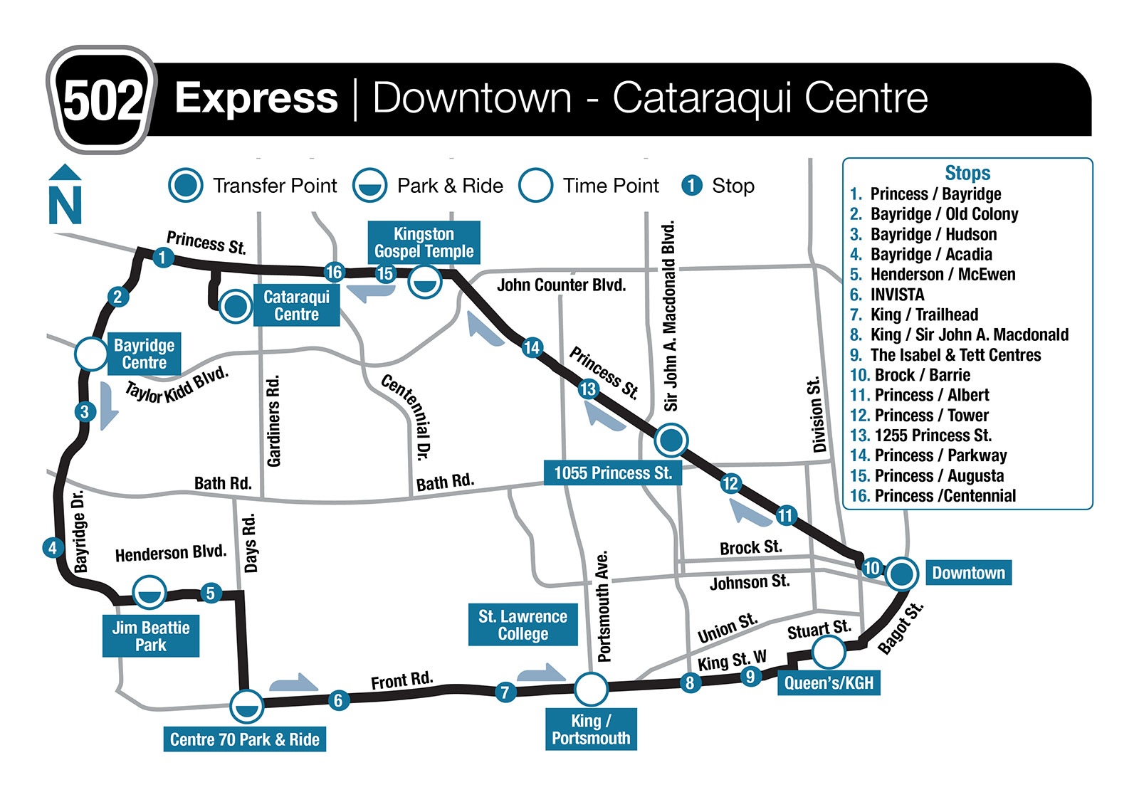 Route 502 - Downtown - Cataraqui Centre