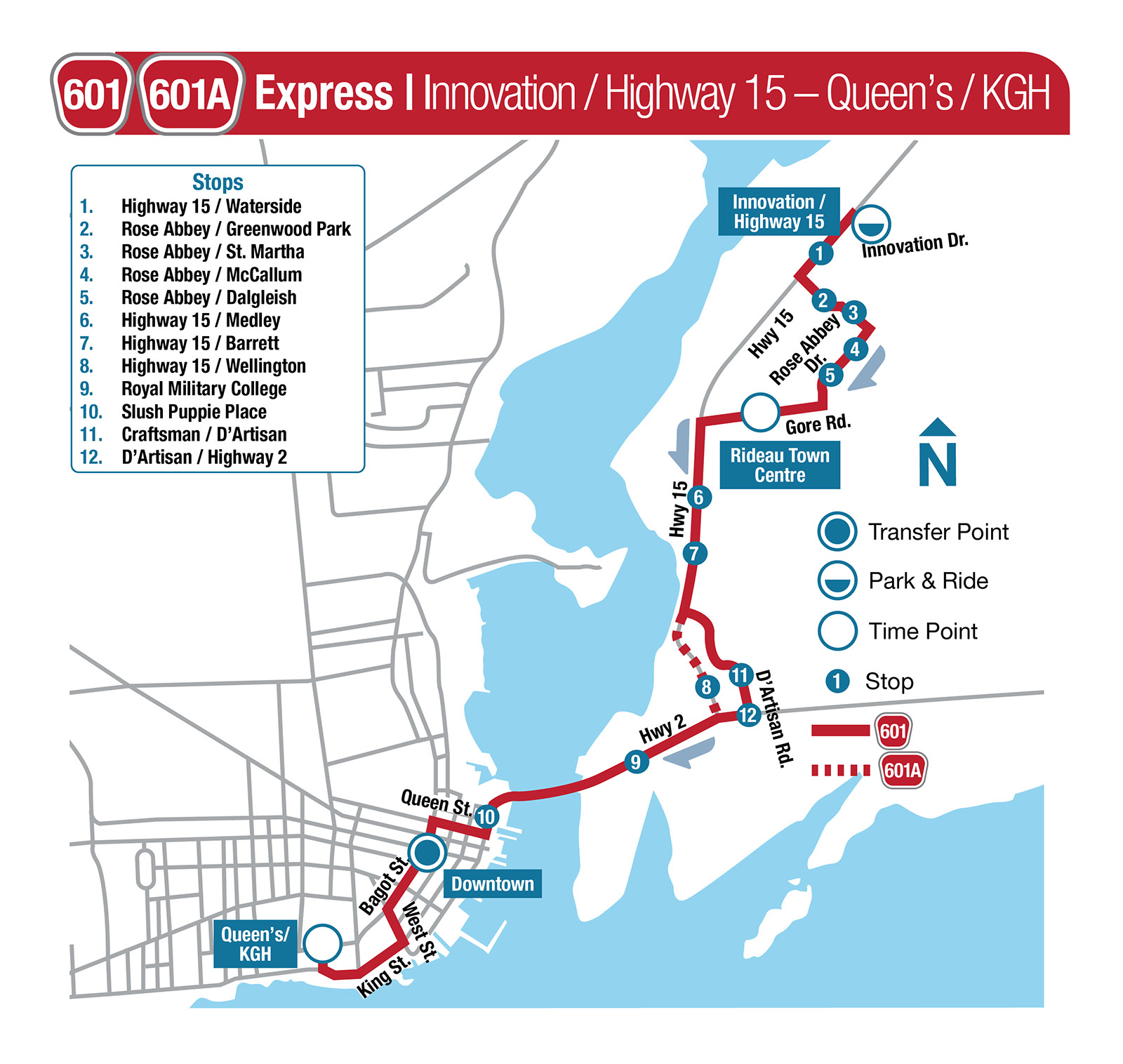 Route 601 Map - Queen’s / Kingston General Hospital
