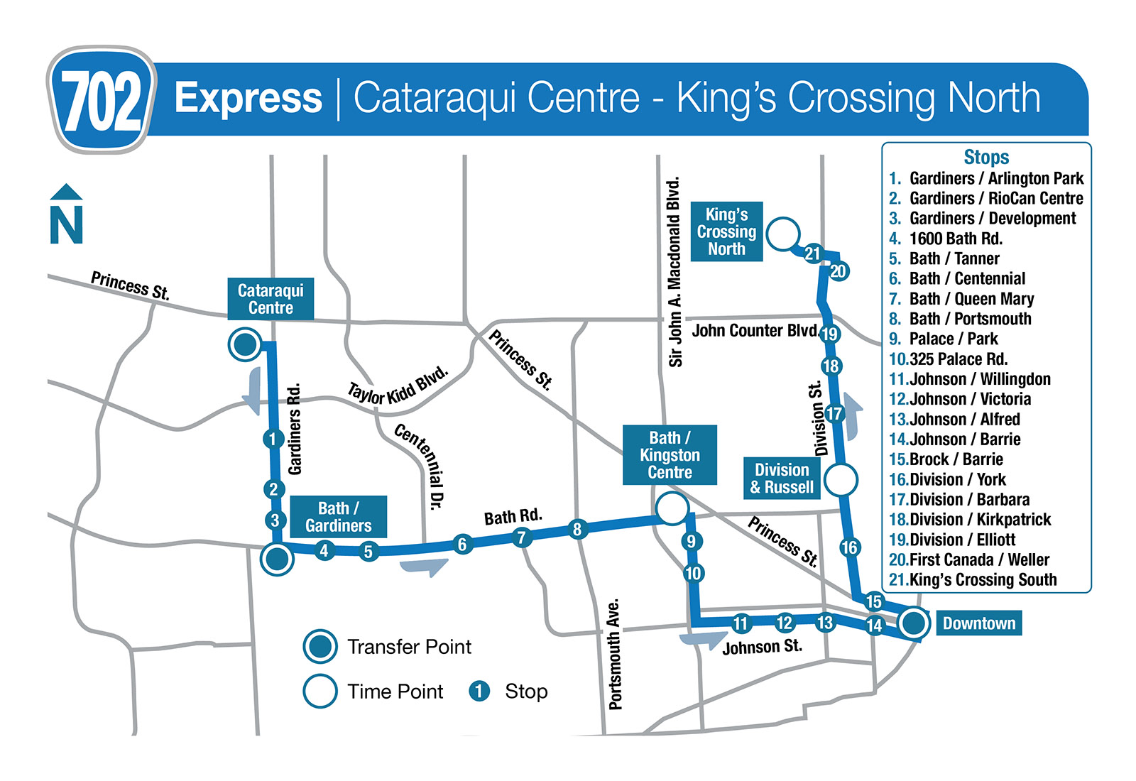 Route 702 Map - Cataraqui Centre - King's Crossing North